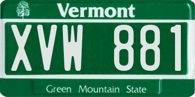 VT license plate XVW881