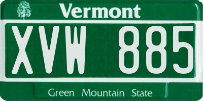 VT license plate XVW885