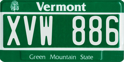 VT license plate XVW886