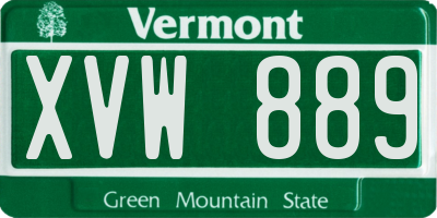 VT license plate XVW889