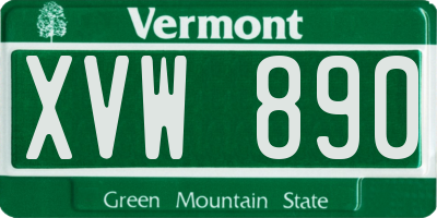 VT license plate XVW890