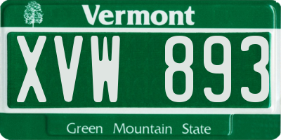 VT license plate XVW893