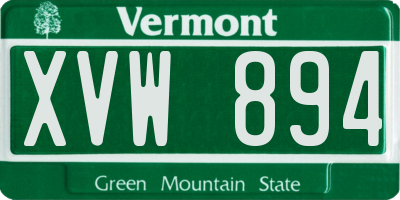 VT license plate XVW894