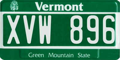 VT license plate XVW896