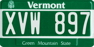 VT license plate XVW897