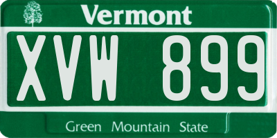 VT license plate XVW899