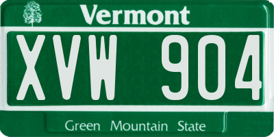 VT license plate XVW904