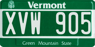 VT license plate XVW905