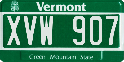 VT license plate XVW907