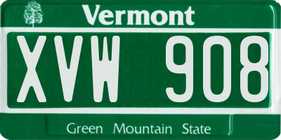 VT license plate XVW908