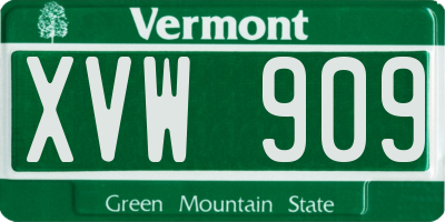VT license plate XVW909