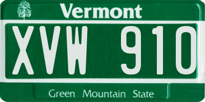 VT license plate XVW910