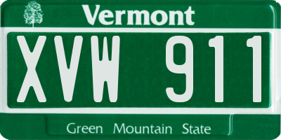 VT license plate XVW911