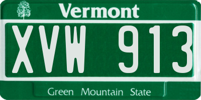 VT license plate XVW913