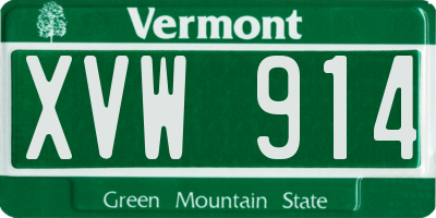 VT license plate XVW914