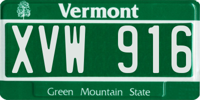 VT license plate XVW916