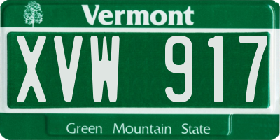 VT license plate XVW917