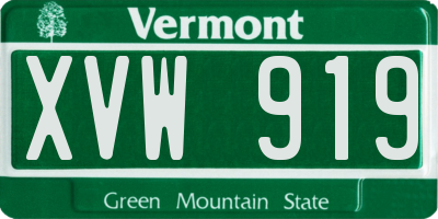 VT license plate XVW919