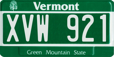 VT license plate XVW921