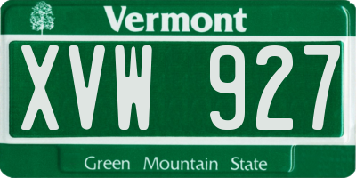 VT license plate XVW927