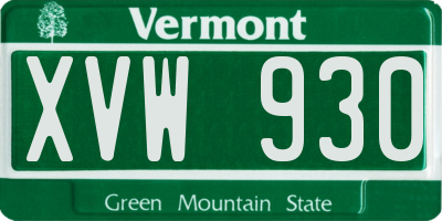 VT license plate XVW930