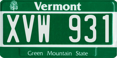 VT license plate XVW931