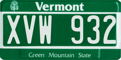 VT license plate XVW932