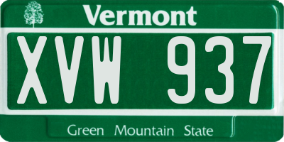 VT license plate XVW937