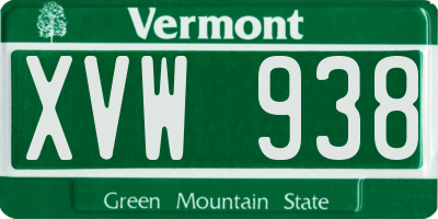 VT license plate XVW938