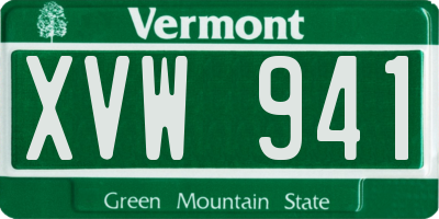 VT license plate XVW941