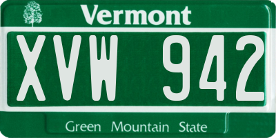 VT license plate XVW942