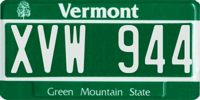 VT license plate XVW944