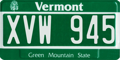 VT license plate XVW945