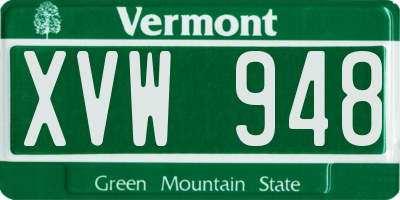 VT license plate XVW948