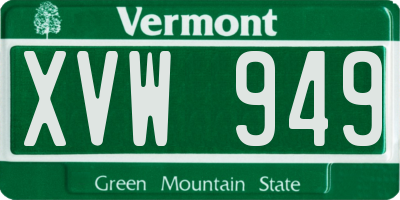 VT license plate XVW949