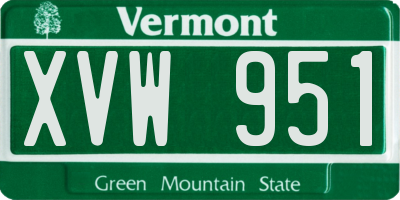 VT license plate XVW951