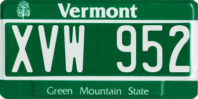 VT license plate XVW952