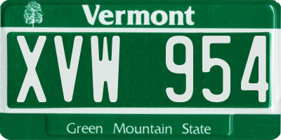 VT license plate XVW954