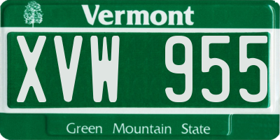 VT license plate XVW955