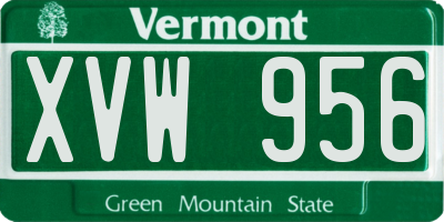 VT license plate XVW956