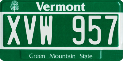 VT license plate XVW957