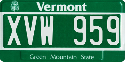 VT license plate XVW959