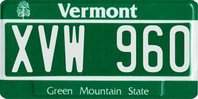 VT license plate XVW960