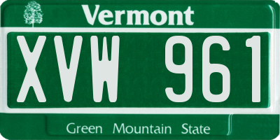 VT license plate XVW961