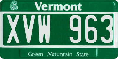 VT license plate XVW963