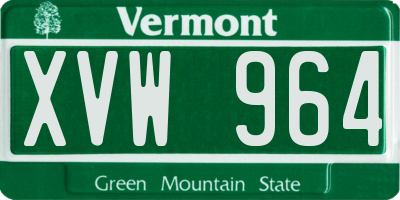 VT license plate XVW964