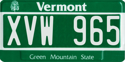 VT license plate XVW965