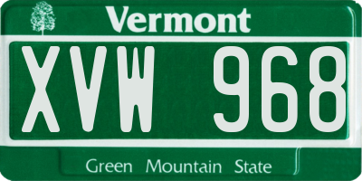 VT license plate XVW968