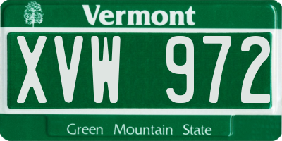 VT license plate XVW972