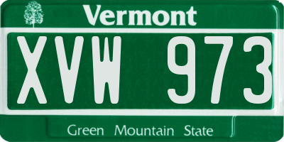 VT license plate XVW973